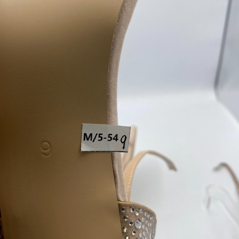 FSJ Nude Rhinestone Stiletto Heels Bridal Sandals - Picture 15 of 15